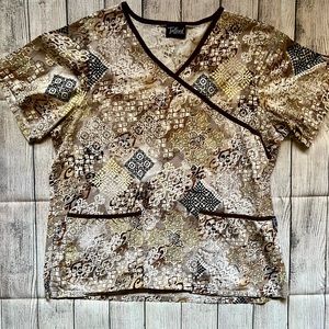 ▪️Brown Abstract Scrub Top▪️